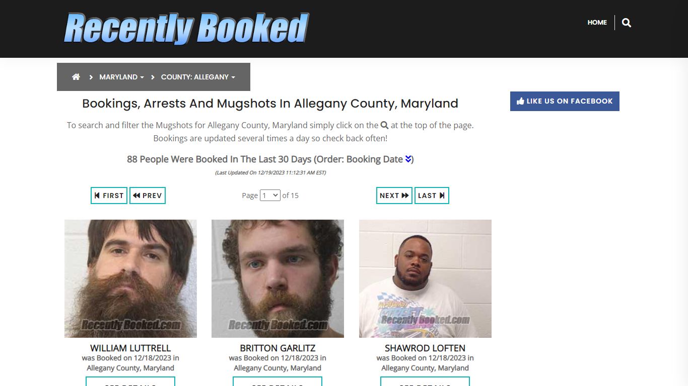 Bookings, Arrests and Mugshots in Allegany County, Maryland